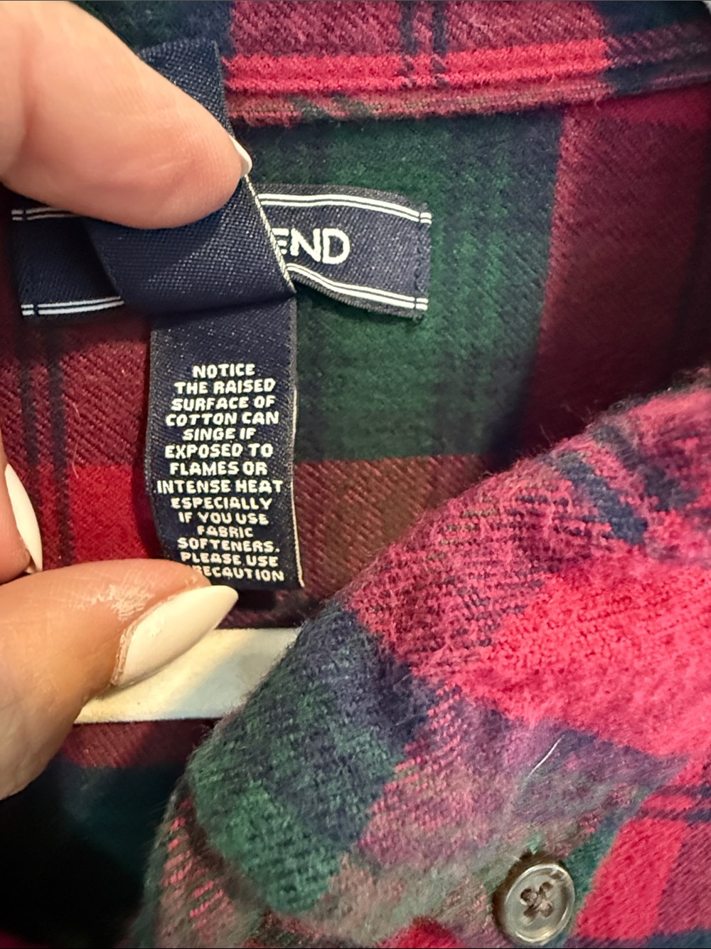 Lands’ End Men’s Xl super thick warm red and hunter green Flannel Shirt - Picture 6 of 11